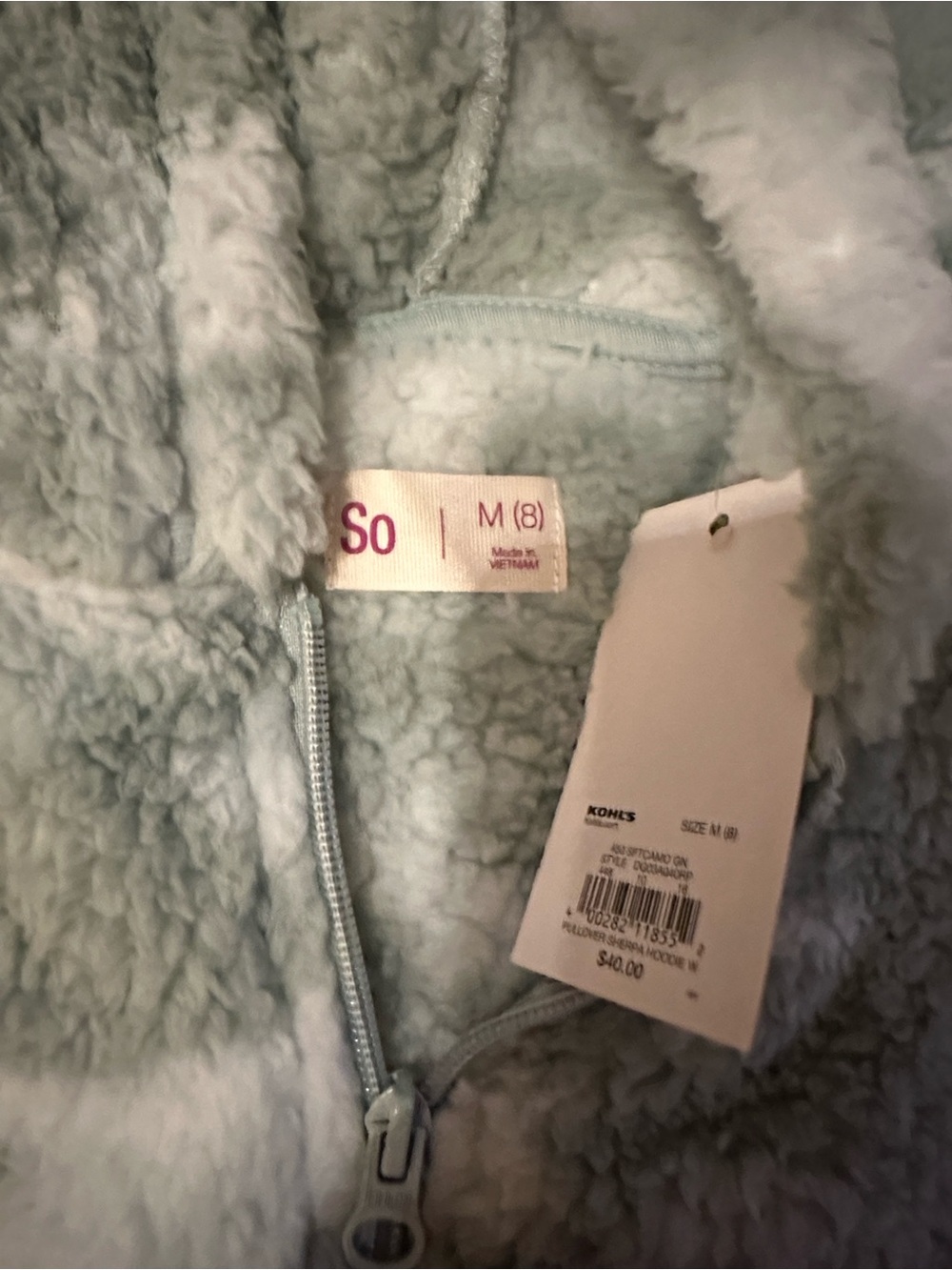 SO Light Blue Sherpa Zip-Up Hoodie